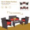 Costway 4PCS Patio Rattan Furniture Set Cushioned Chair Sofa Coffee Table White/Navy/Turquoise/Red